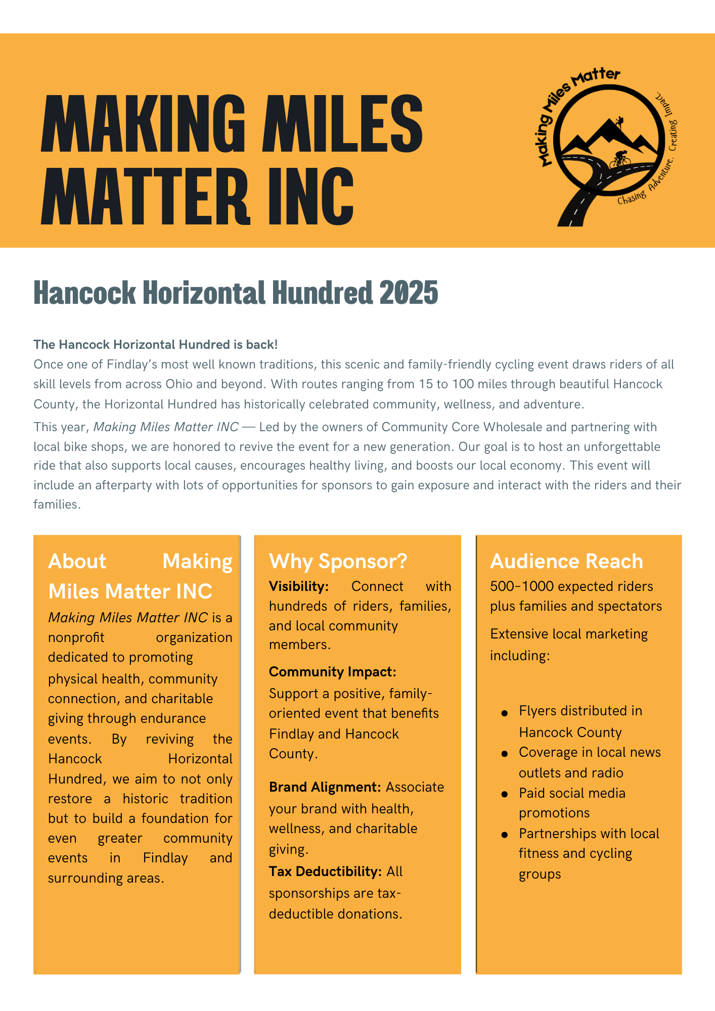 Sponsorship For Hancock Horizontal Hundred 2025